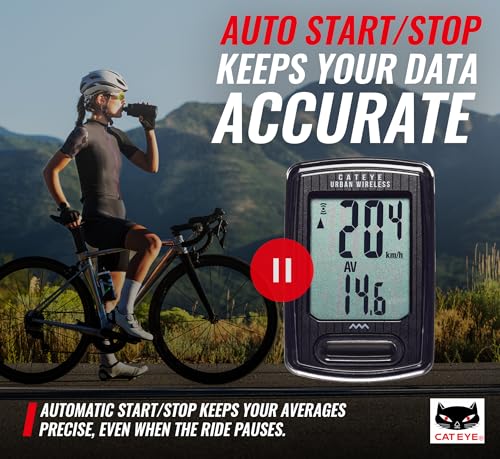 Urban Wireless Bike Computer - Calorie Tracking, FlexTight Mount, Auto Start/Stop