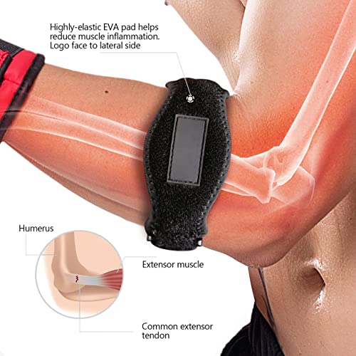 Tennis Elbow Brace with Compression Pad - Blue (2 Pack)