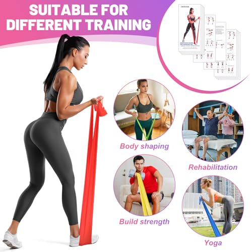 5-Piece Resistance Bands Set - Elastic Stretch Bands for Home Gym - Gray, Blue, Red, Yellow, Green