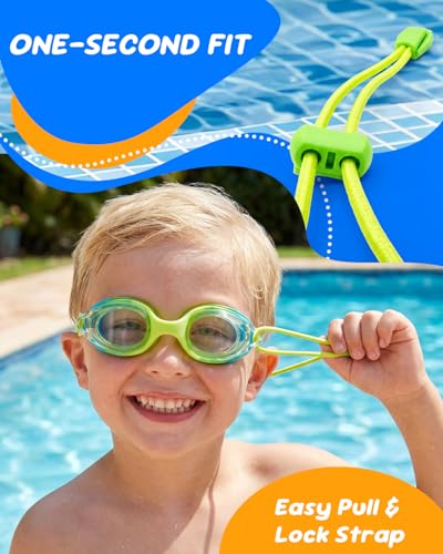 Aegend Kids Swim Goggles Pink & Green Anti-Fog Pool Goggles for Ages 3-8