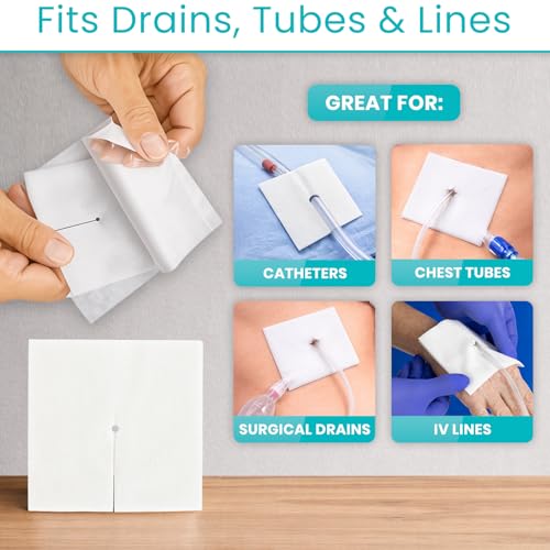 Drain Sponges - 2"x2" Sterile Gauze Pads, Pre-Cut (70 Pack)