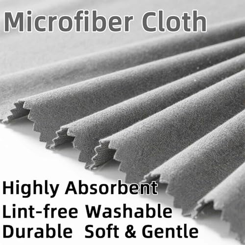 Microfiber Gun Cleaning Cloths - 12"x12" Lint Free, 6 Pack Gray