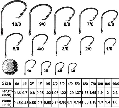 High Carbon Steel Circle Fishing Hooks - #6, 100pcs