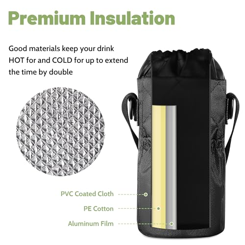 CIVAGO 32 oz Insulated Glass Water Bottle with Straw & Black Holder