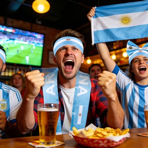 Soccer Fan Cheer Kit - Argentina Flag Cape, Scarf, Headband & Bag