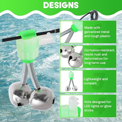 Fishing Bite Alarm Bells - 20 Pack with Dual Alerts