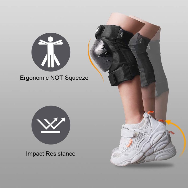 Adult-Youth-Kids Knee-Elbow-Pads Wrist-Guards - Skateboard Roller Inline Ice Skate BMX Bike Scooter Protective Gear Set