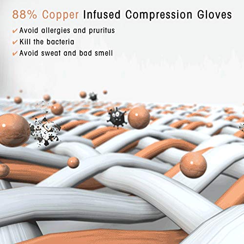 Copper Arthritis Gloves - Full Finger Compression, Large Size