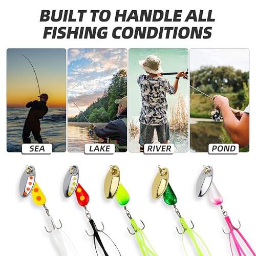 Inline Spinner Fishing Lures 5-Pack - 1/6 oz Metal Spinnerbaits