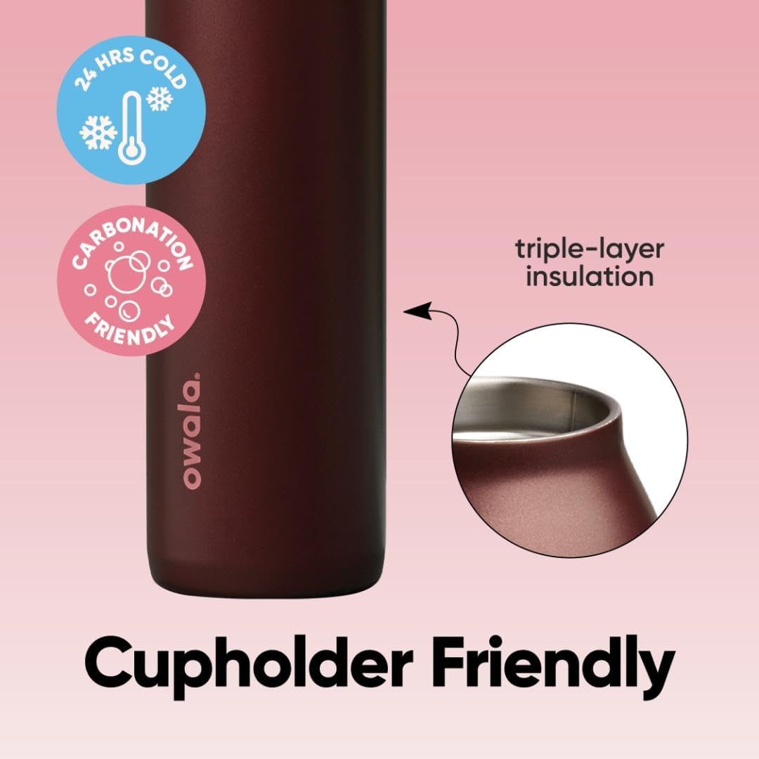 Owala FreeSip Insulated Stainless Steel Water Bottle - 24 oz, BPA-Free, Black Cherry | Perfect for Sports & Travel