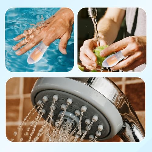 Tinoaly Waterproof Silicone Finger Protectors for Long Fingers, 4 Pack
