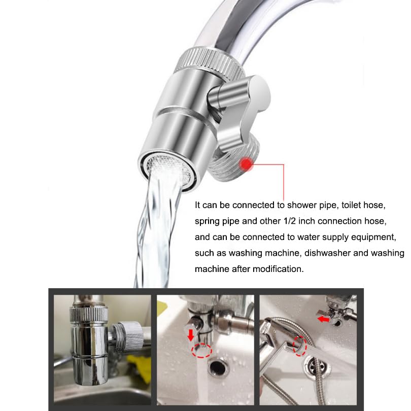 Sink Faucet Diverter Valve, PNXKTXO Sink Valve Diverter Faucet Splitter for G1/2" Shower Hose, Kitchen, Bathroom Replacement Part Adapter M22 X M24
