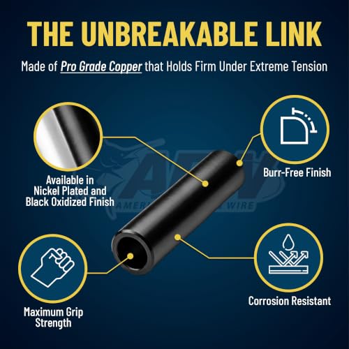 Thin Wall Double Barrel Fishing Line Crimp Sleeves - Black #1 .033" - 36 Pc