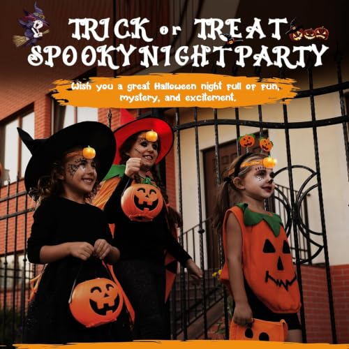 Pumpkin Headlamps for Kids - 2 Pack with Spot & Strobe Modes