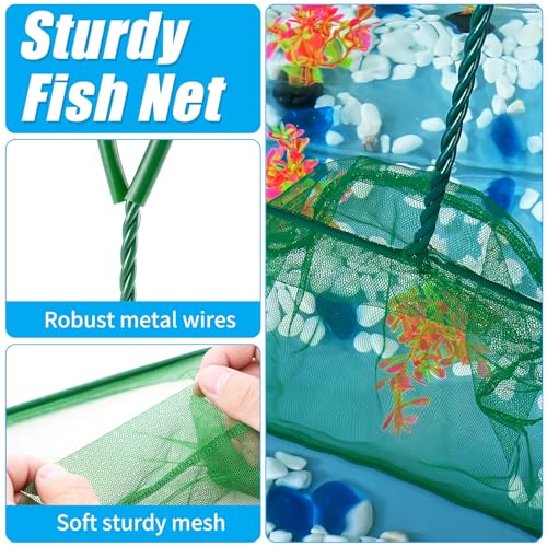 8-Inch Aquarium Fish Net with 10.5-Inch Handle - Fine Nylon Mesh