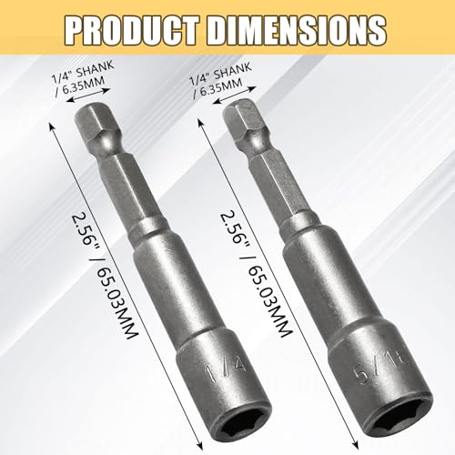 12Pcs 1/4 & 5/16 Inch Magnetic Nuts Driver Impact Driver Drill Bits - 1/4 Inch Shank, Power Nut Drill Bit Socket Nut Driver Bits for Electric