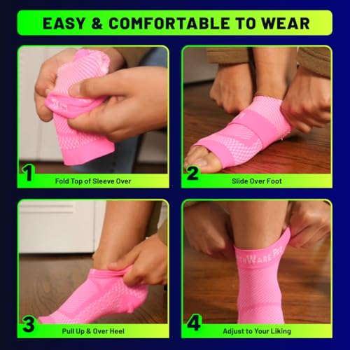 TechWare Pro Ankle Brace Compression Sleeve for Plantar Fasciitis, Achilles Tendonitis & Foot Support - White / L / XL