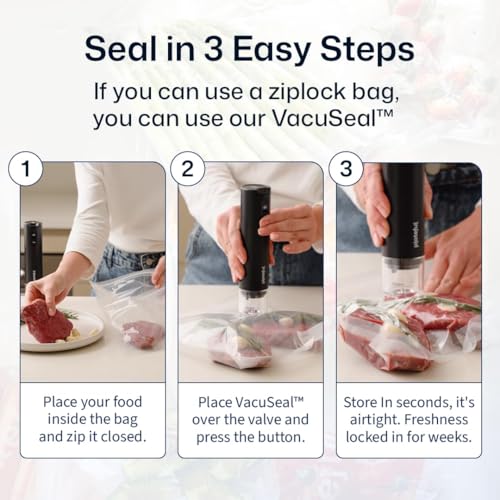 Plateful Handheld Vacuum Sealer with 15 Bags - Cordless Food Saver Kit