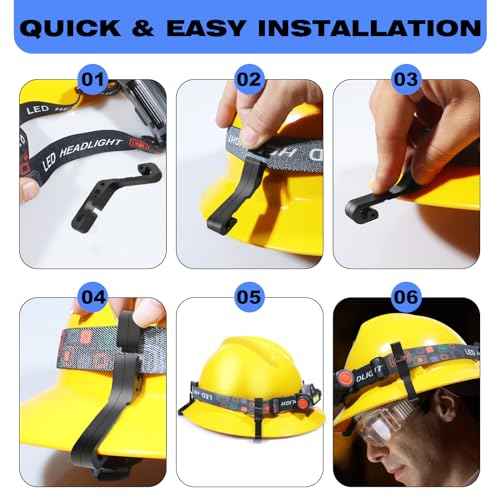 Hard Hat Light Clips,Helmet Light Holder Hook for Headlamp,Anti-Slip Stable Full Brim Hardhat Headlamp Accessory for Worker