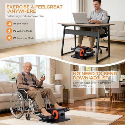 Under Desk Elliptical Machine - Electric Leg Exerciser with 12 Speeds