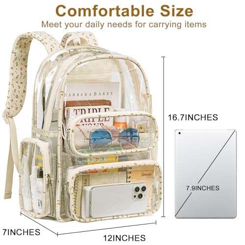 Clear Heavy Duty Backpack 17" Transparent Bookbag with Padded Straps