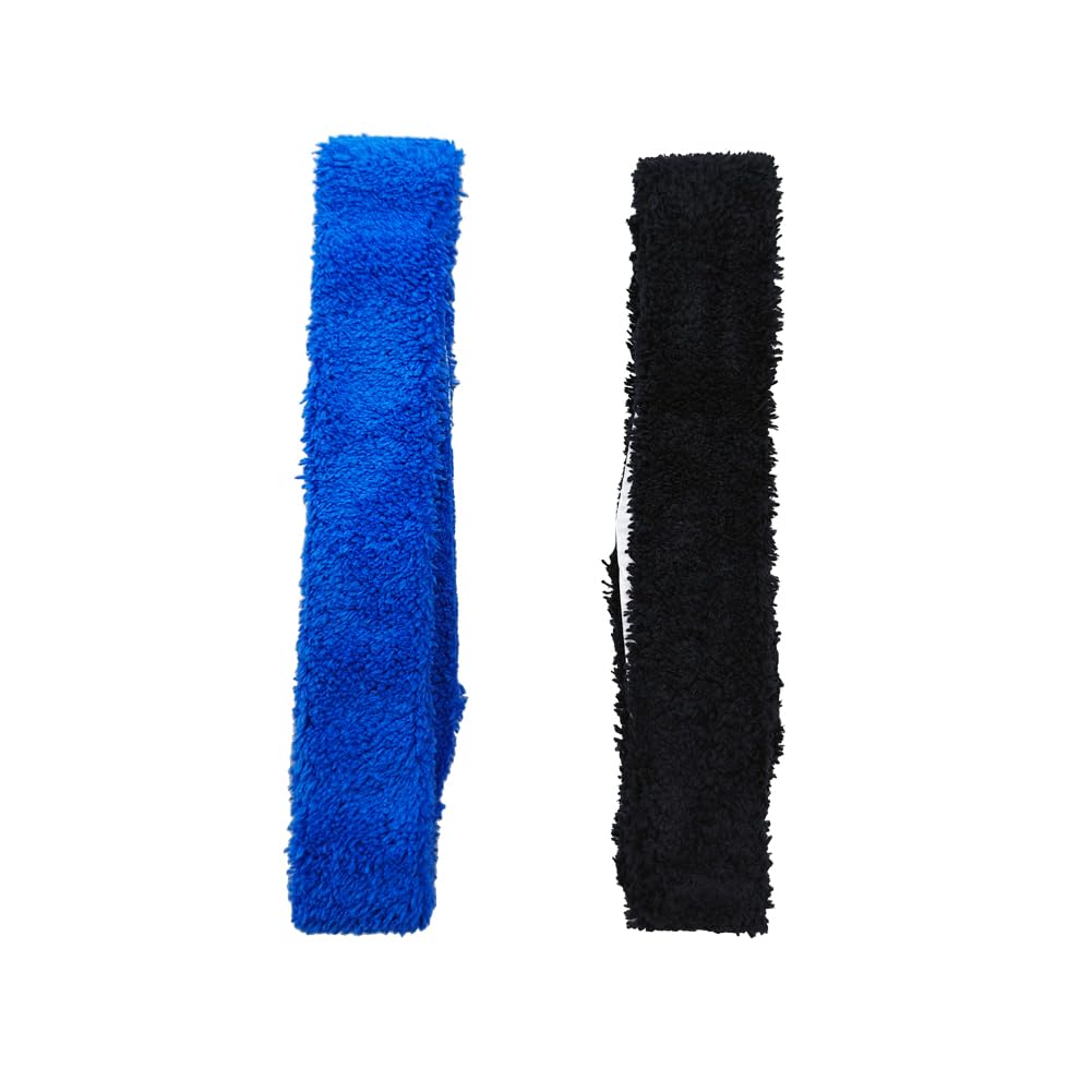 Towel Grip Badminton Racket Grips Cotton Anti Slip Absorbent Sweatband Tape with Adhesive Backing for Badminton,Pickleball,Paddle Racket Assorted Colours (2) One Black & One Blue