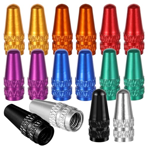 16-Pack Aluminum Presta Valve Caps - 8 Color Options for Bikes