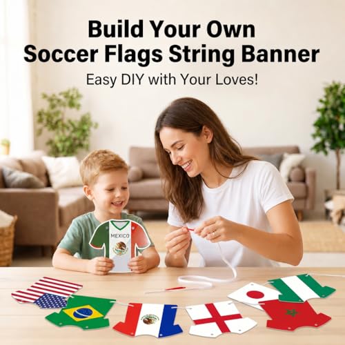 48 Country Soccer Jersey Bunting Banner for 2026 Football Cup Party Decor