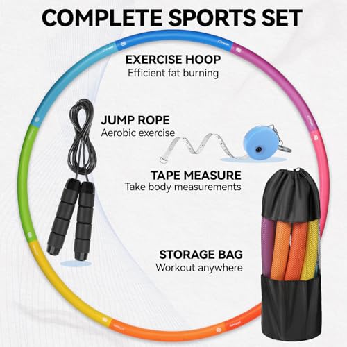 Weighted Exercise Hoop for Adults - 2.2lb Adjustable Fitness Kit
