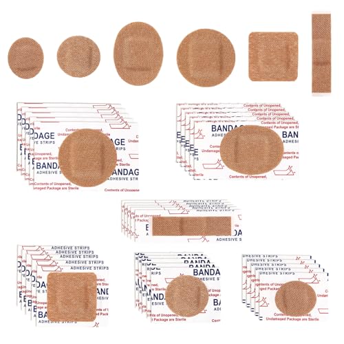 Sinbana 120 Pcs Small Adhesive Bandages Set, 6 Shapes – Round, Oval, Square for Face & Minor Wounds