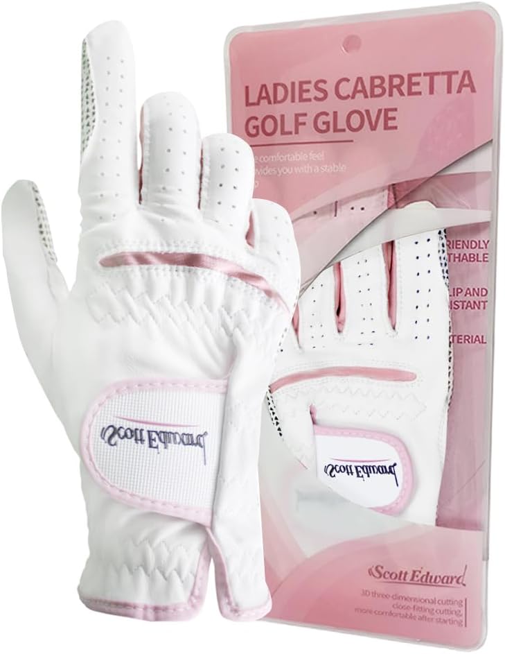 Scott Edward Women's Golf Gloves - Non-Slip, Breathable Leather | Enhanced Grip, Soft Comfort (Pink)