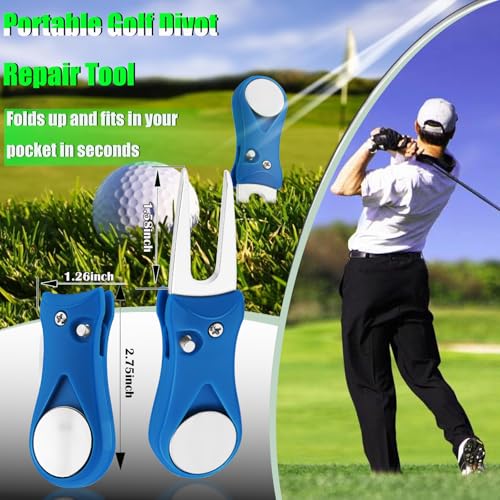 Foldable Stainless Steel Golf Divot Tool with Magnetic Marker - 2 Pack