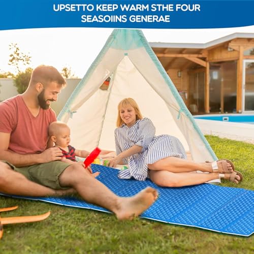 Blue Foldable Camping Sleeping Pad - Lightweight Waterproof Foam Mattress for Backpacking