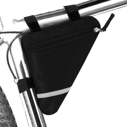 QitinDasen 2 Pieces Bike Triangle Bags, Waterproof Bicycle Front Tube Frame Bag, Double-Sided Reflective Decoration Makes Night Riding Safer (Black)