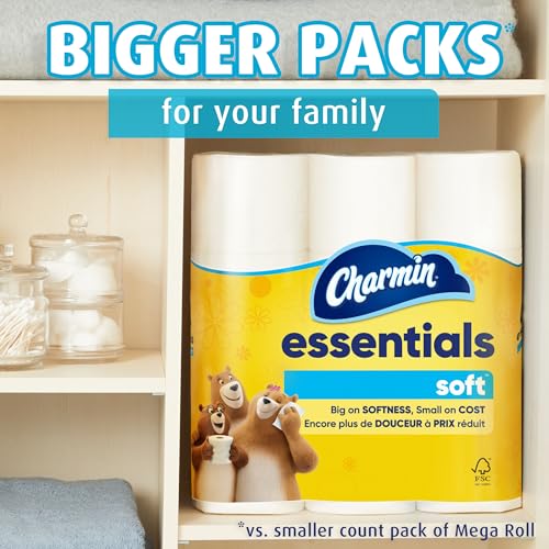 Essentials Soft Toilet Paper - 6 Mega Rolls, 330 Sheets Per Roll