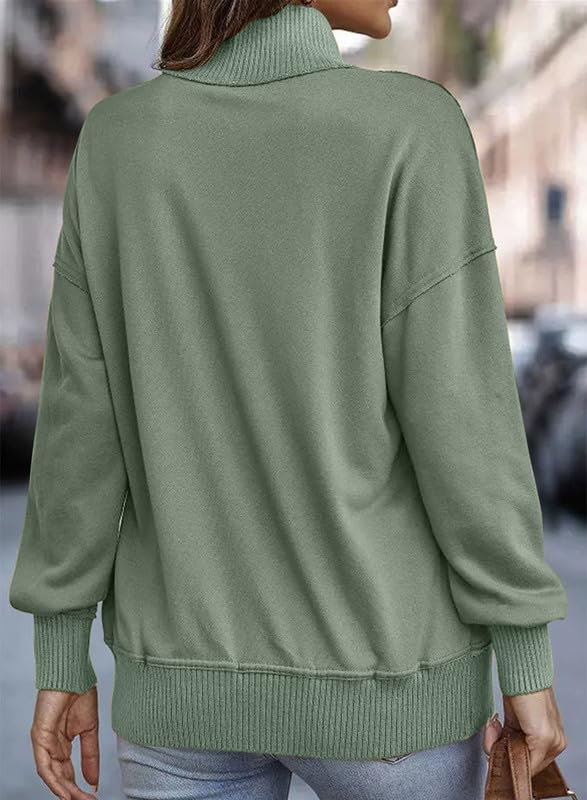 Casual Long Sleeve Stand Neck Sweatshirt Pullover Top - Large / B Green