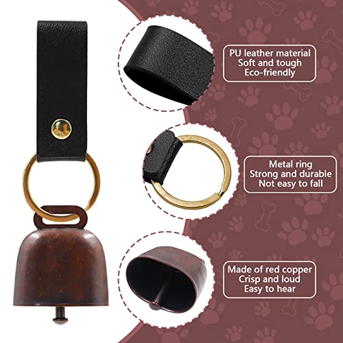 Loud Bear Bells with Whistles and PU Leather Keychains - Copper