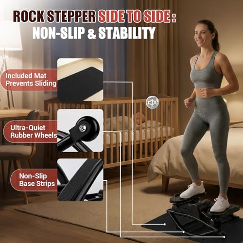 Side Stepper Exercise Machine - Glossy Black, 300 LBS Capacity