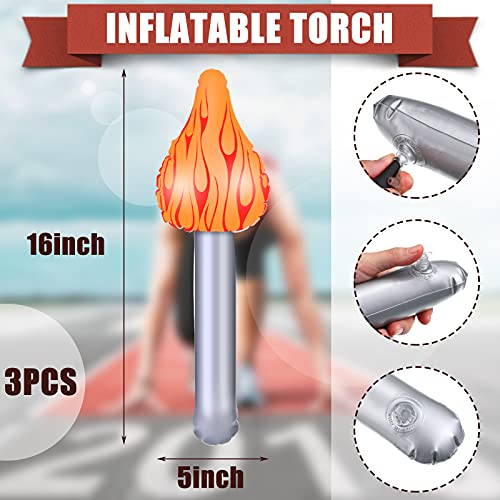 15 Pcs Inflatable Torch and Medals Set - Silver Gold Bronze