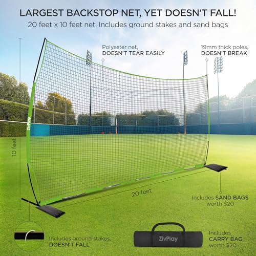 Portable Lacrosse Backstop Net - 20 x 10 Feet with Accessories