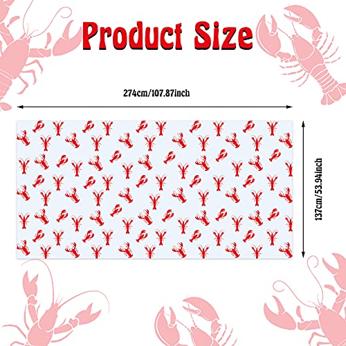 Crawfish Tablecloth Set - 2 Pieces 108 x 54 Inches, Red & White