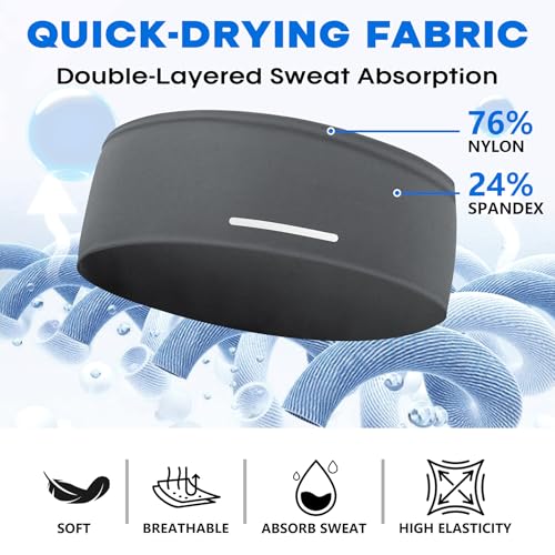 Lightweight Moisture Wicking Men's Headband - Dark Gray