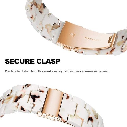 Ayeger Resin Band Compatible with Fitbit Alta/Alta HR/Ace,Women Men Resin Accessory Rose Gold Buckle Band Wristband Strap Blacelet (Nougat White)