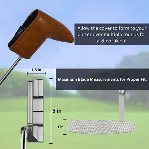 USEiT Leather Putter Headcover for Blade or Mallet Style Putters with Magnetic Closure for Scotty Cameron Taylormade Odyssey (Blade)