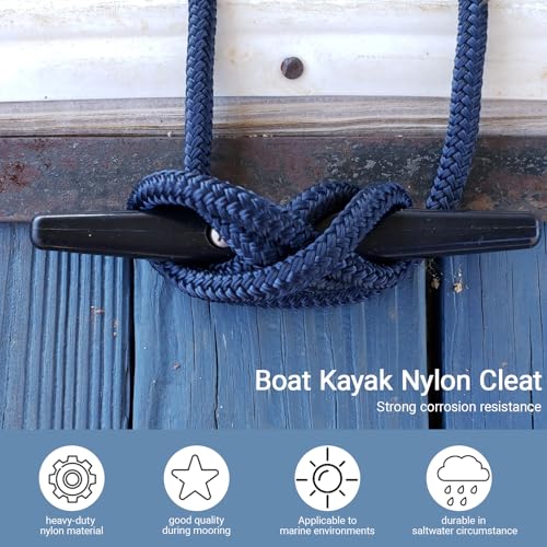 Nylon Boat Cleat - 5 Inch, 4 Pack with Stainless Steel Screws
