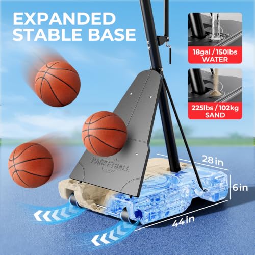 Adjustable Basketball Hoop 10FT with 44 Inch Backboard - Blue