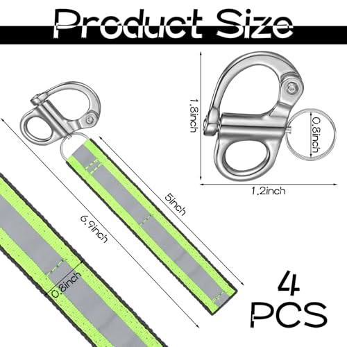 Fluorescent Green 4-Pack SCBA Quick Release Shackles with Reflective Tape