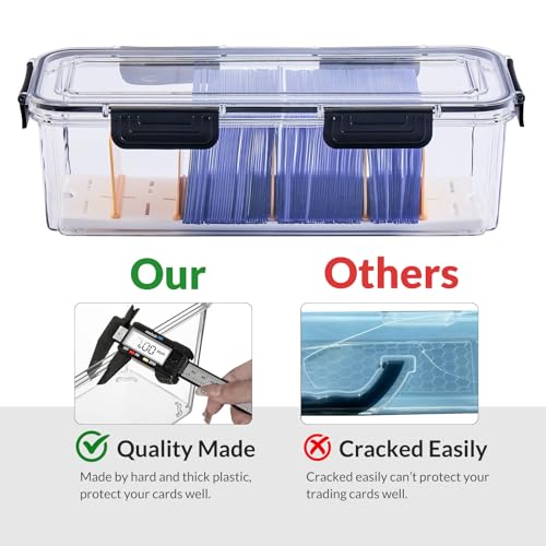 DEEIF 2 Pack Trading Card Storage Box for Toploaders with Dividers - Clear Acrylic Organizer for Sports & Gaming Cards