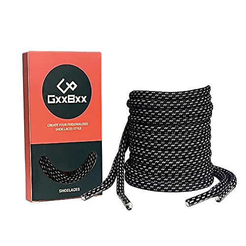 Reflective Round Shoe Laces for Sneakers - Black, 55 Inches