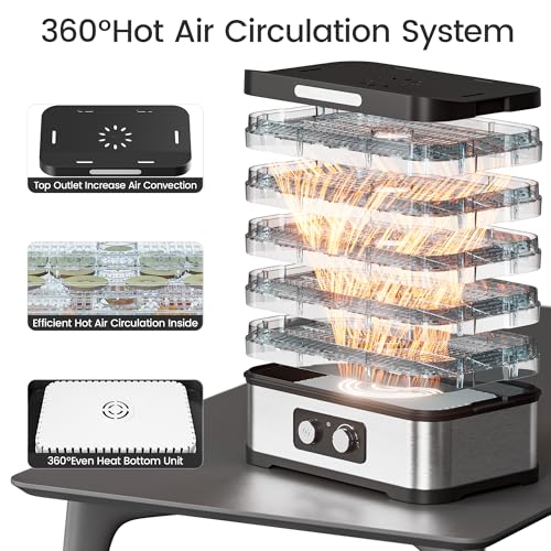 Konfintos Black Small Food Dehydrator for Jerky, Fruit, Herbs & Pet Treats